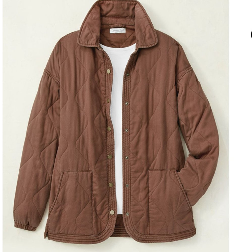 Coldwater Creek Quilted Tencel™ Barn Jacket Size: M Color: Baked Clay